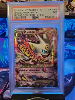 2016 POKEMON XY BLACK STAR M GENGAR EX-HOLO PROMO-COLLECTOR CHEST #XY166 PSA 7 - Image 2