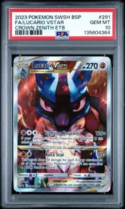 Pokemon TCG Lucario VSTAR #SWSH291 Black Star Promo PSA 10 - Image 1