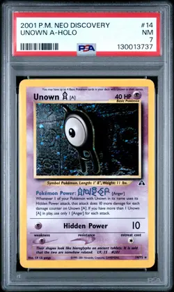 PSA 7 - 2001 POKEMON NEO DISCOVERY #14 UNOWN A-HOLO - Cert 130013737 - Image 1