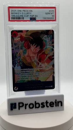 2025 One Piece EN Treasure Cup Top 64 #015 Monkey D. Luffy PSA 10 POP 17 - Image 2