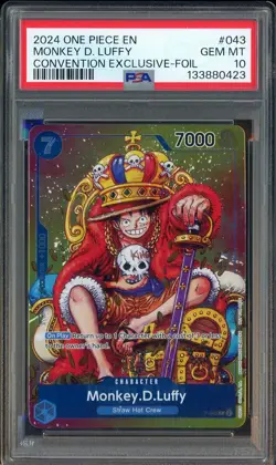 2024 One Piece EN Convention Exclusive Foil #043 Monkey D. Luffy PSA 10 GEM MINT - Image 1