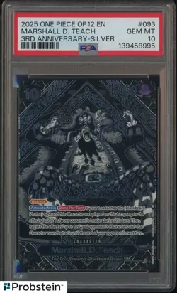 2025 One Piece OP12 English 3rd Anniversary Silver #093 Marshall D. Teach PSA 10 - Image 1