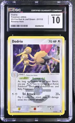 CGC 10 Dodrio EX Fire Red & Leaf Green 21/112 Reverse Holo Pokemon Card - Image 1