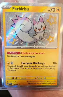 Pokemon Pachirisu Card Paldean Fates Holo Secret Rare 138/091 NM NEVER PLAYED - Image 1