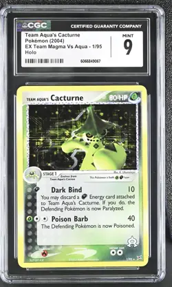 CGC 9 MINT Team Aqua's Cacturne EX Team Magma Vs Aqua 1/95 Holo Pokemon Card - Image 1