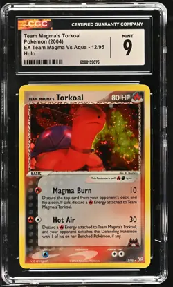 CGC 9 Team Magma's Torkoal EX Team Magma Vs Aqua 12/95 Holo SWIRL Pokemon Card - Image 1