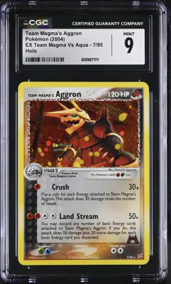 CGC 9 MINT Team Magma's Aggron EX Team Magma Vs Aqua 7/95 Holo Pokemon Card - Image 1