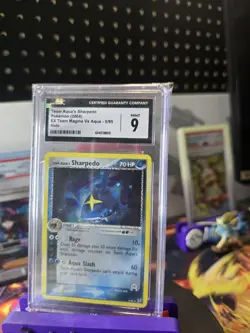 CGC 9 Team Aqua's Sharpedo EX Team Magma Vs Aqua 5/95 Holo SWIRL Pokemon Card - Image 2