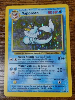 Vaporeon 12/64 Holo Additional Yellow Ink Error Misprint Jungle Pokemon Card PL - Image 1