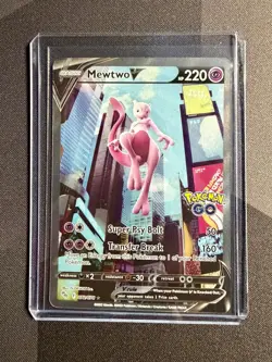 Pokemon TCG Mewtwo v Alt Art Full Art Holo Ultra Rare Card 072/078 Pokemon Go - Image 1