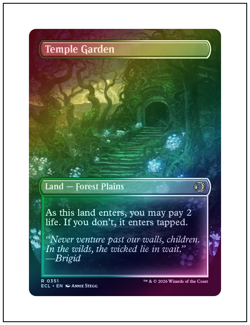 1x Temple Garden, Borderless Art Foil, Lorwyn Eclipsed, Magic MTG NM - Image 2