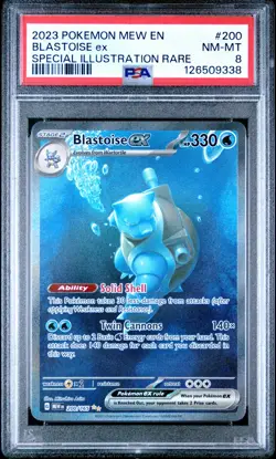 2023 POKEMON MEW EN-151 SPECIAL ILLUSTRATION RARE #200 BLASTOISE EX PSA 8 - Image 1