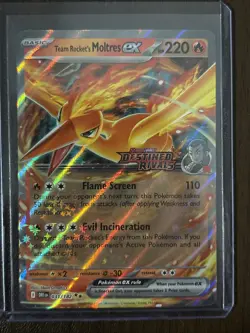 Pokemon TCG Team Rockets Moltres EX 031/182 Double Rare Destined Rivals Stamp - Image 1