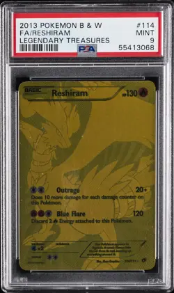 2013 POKEMON B&W LEGEND TREASURES #114 FULL ART/RESHIRAM PSA 9 - Image 1