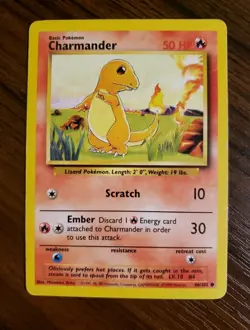 Pokemon TCG Charmander Base Set 46/102 Regular Unlimited Common LP - Image 1