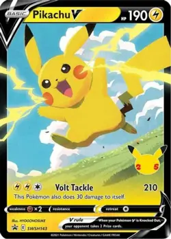 Lightly Played Pikachu V - SWSH143 - SWSH Black Star Promos Pokemon SWSH Black S - Image 1