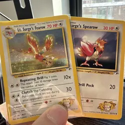 Pokemon TCG Lt. Surge's Fearow Holo Rare Gym Heroes w/ Lt. Surge’s Spearow addon - Image 1