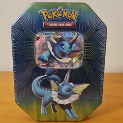 Pokemon TCG (Factory Sealed) Tin Box Elemental Power Tin Vaporeon GX (2019) - Image 1