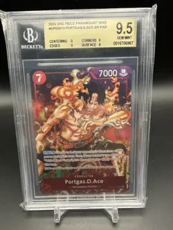 One Piece CCG Portgas.D.Ace OP02-013 SR Alt Art Paramount War English BGS 9.5 - Image 1
