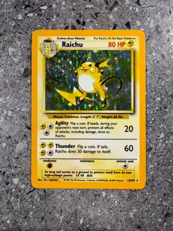Pokemon TCG Cards Raichu 14/102 Base Set Holo Rare - Image 1