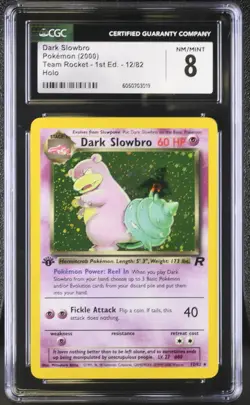 CGC 8 Dark Slowbro 2000 Team Rocket 1st Edition 12/82 Holo Pokemon Card - Image 1