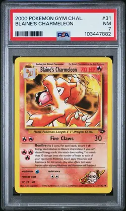 2000 Pokemon BLAINE'S CHARMELEON 31/132 Gym Challenge Card PSA 7 Near Mint - Image 1