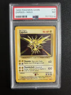 1999 Pokemon TCG Base Set Holo Zapdos PSA 7 Unlimited Near Mint Vintage - Image 1