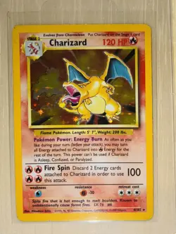 Pokemon TCG Charizard 4/102 Base Set Unlimited Holo Rare MP - Image 1