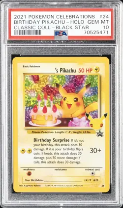 2021 POKEMON CELEBRATIONS CLASSIC COLL #24 BIRTHDAY PIKACHU-HOLO PSA 10 - Image 1