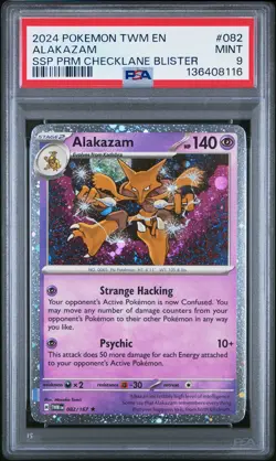 2024 POKEMON TWM EN-TWILIGHT MASQUERADE #082 ALAKAZAM PSA 9 - Image 1