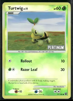 Pokemon - Turtwig Majestic Dawn Reverse Holo 77/100 Diamond & Pearl HP - Image 1