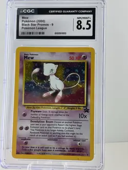 2000 POKEMON PROMO BLACK STAR POKEMON LEAGUE #9 MEW-HOLO CGC 8.5 NM/MINT+ - Image 1