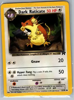 Dark Raticate 51/82 Non Holo Team Rocket - Pokemon Card - LP - Image 1