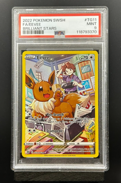 Pokemon PSA 9 Eevee TG11/TG30 Full Art Ultra Rare Brilliant Stars Trainer - Image 1