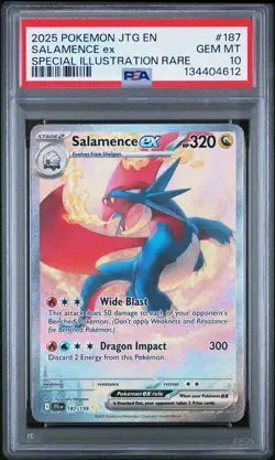 2025 POKEMON JTG EN-JOURNEY TOGETHER #187 SALAMENCE EX PSA 10 - Image 1
