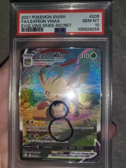 2021 Pokemon TCG SWSH Evolving Skies Leafeon VMAX Full Art Secret #205 PSA 10 - Image 1