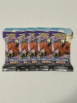 Pokemon TCG Sword & Shield Chilling Reign 5 Sleeved Sealed Booster Packs - Image 1