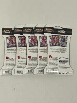 Pokemon TCG Sword & Shield Chilling Reign 5 Sleeved Sealed Booster Packs - Image 2