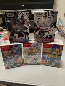 Pokemon ‘Lot of 5’ Booster Bundles Prismatic Black Bolt White Flare Surging TCG - Image 1