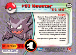 1999 Pokemon Topps Haunter #93 Blue Logo TV Animation NON HOLO - Image 2