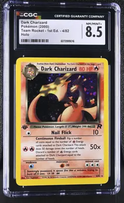 CGC 8.5 Dark Charizard 2000 Team Rocket 1st Edition 4/82 Holo Pokemon Card - Image 1