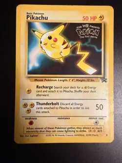Pikachu #4 Black Star Promo First Movie WB Stamp Pokemon Card - HP - Image 2
