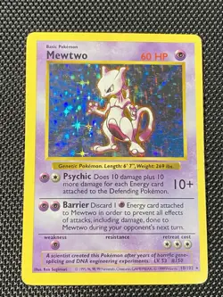 Mewtwo Shadowless Card 10/102 1999 Pokemon Base Set MP- - Image 1
