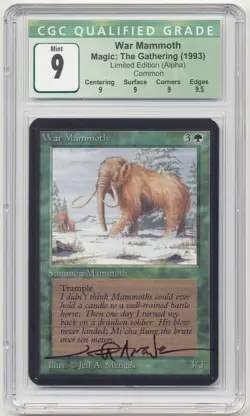 Graded Signed War Mammoth CGC 9 MINT QUAD+ Alpha Artist Jeff A. Menges MTG Magic - Image 1