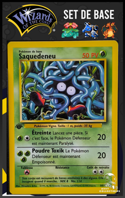 Carte Pokemon Saquedeneu 66/102 Edition 1 Ed 1 Set De Base Wizards FR 5 - Image 1