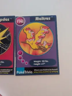 Legendary Bird Set, Articuno, Zapdos, Moltres, Pokemon Poketrivia Movie Cards - Image 4