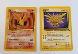 Combo Moltres & Zapdos 27/62 & 30/62 Both Fossil Edition Pokemon Cards - Image 1