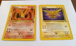 Combo Moltres & Zapdos 27/62 & 30/62 Both Fossil Edition Pokemon Cards - Image 2