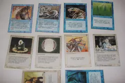 10x revised 4th edition chronicles blue white border magic cards MP - Image 1
