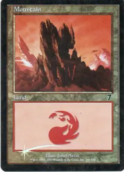 MTG: 7th Edition: Foil Mountain (340): Lightly Played Condition - Image 1